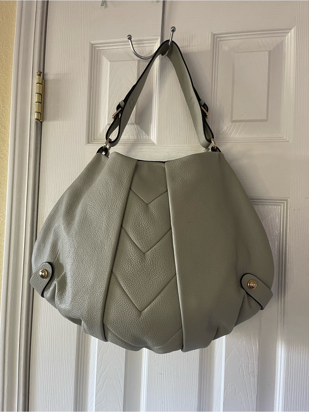 Lodis Pebbled Hobo Shoulder Bag in Light Gray